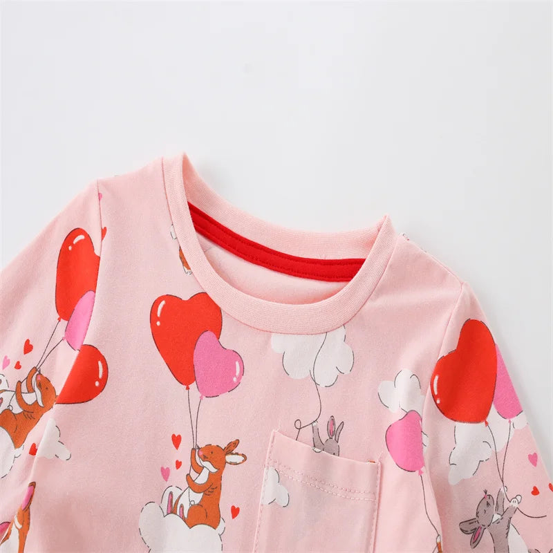 Jumping Meters 2-7T Long Sleeve Princess Girls Dresses Hearts Children's Clothes Party Fashion Kids Frocks