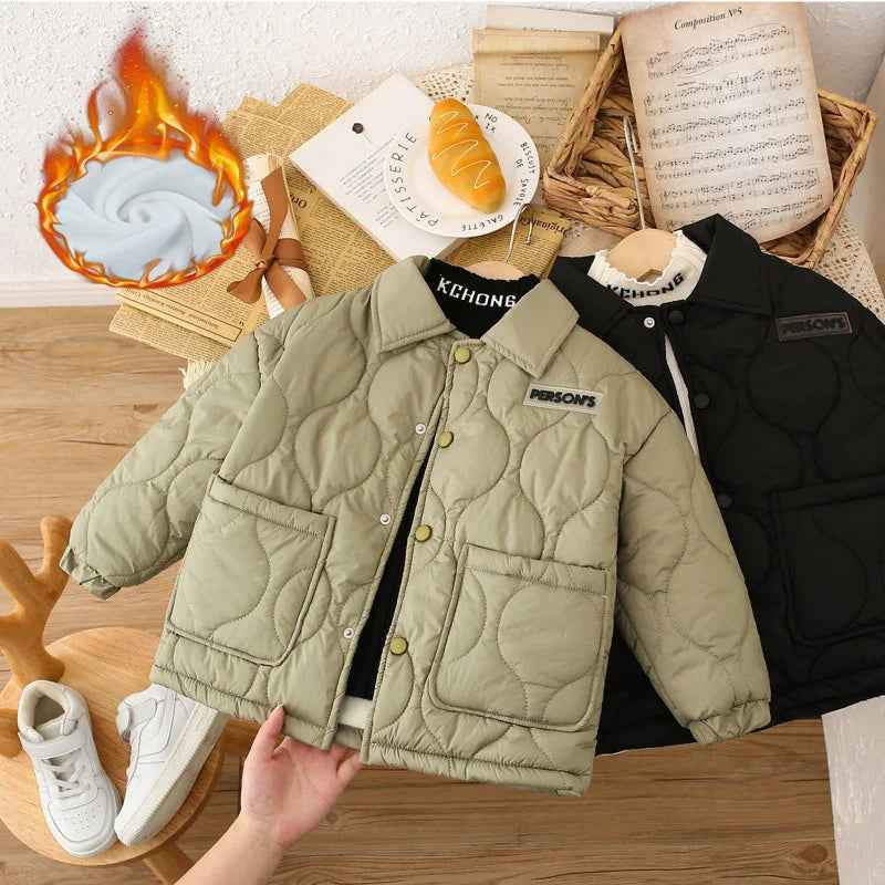 Boys Fleece Jackets Children Girls Winter Down Coat Toddler Padded Warm Windproof Outwaer Kids Autumn Plus Velvet Clothes 3-10Y