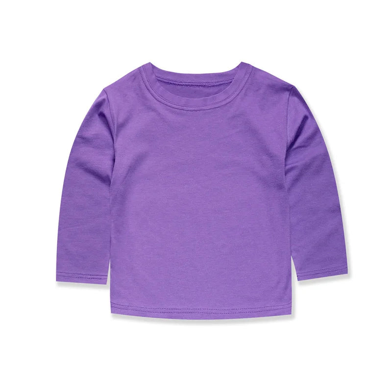 Boys T Shirts for Kids 2 to 3 4 5 6 7 8 9 10 11 12 13 14 Years 100% Cotton Spring Clothes Teenage Girls Tshirt Long Sleeve Tees
