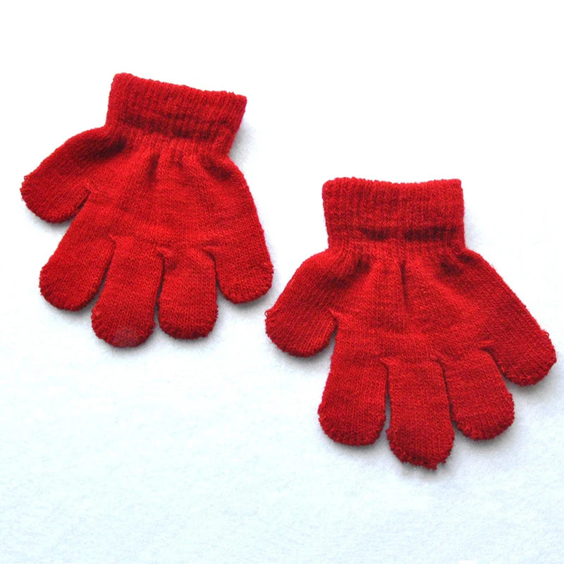 Children 1-3Y Winter Knitted Warm Gloves For Boys Girls Student New Solid Color Knitting Mittens Outdoor Cycling Skiing Gloves