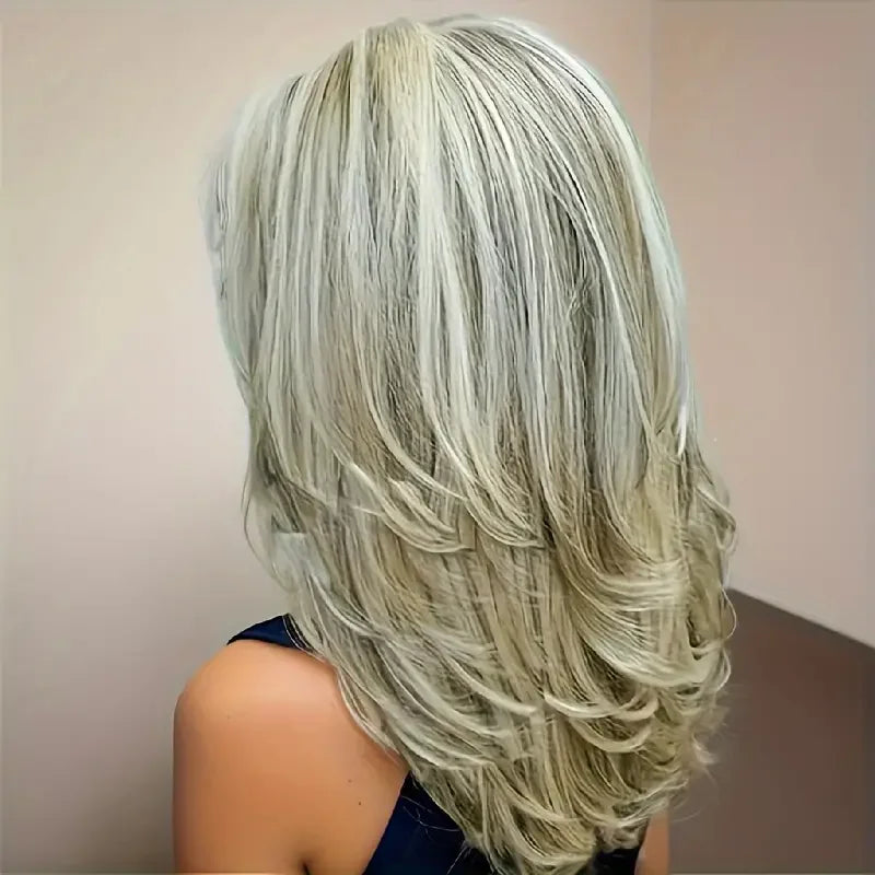 Long Layered Wigs for Women Highlight Wigs for White Women Wavy Wig Natural Looking Synthetic Heat Resistant Wig for Daily Use