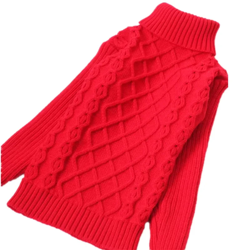 Autumn Winter Boys Clothing Teen Girls Sweater Kids Fashion Turtleneck Sweater Family Matching Pullovers Outwear Knit Clothing