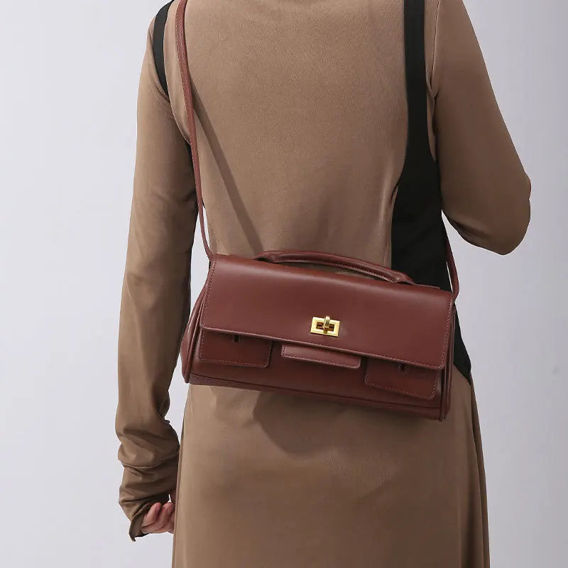2025 New Luxury Design Top-Handle Bag For Women Evening Handbag Long Purse Solid Color Pu Shoulder Bags Fashionable Outfits