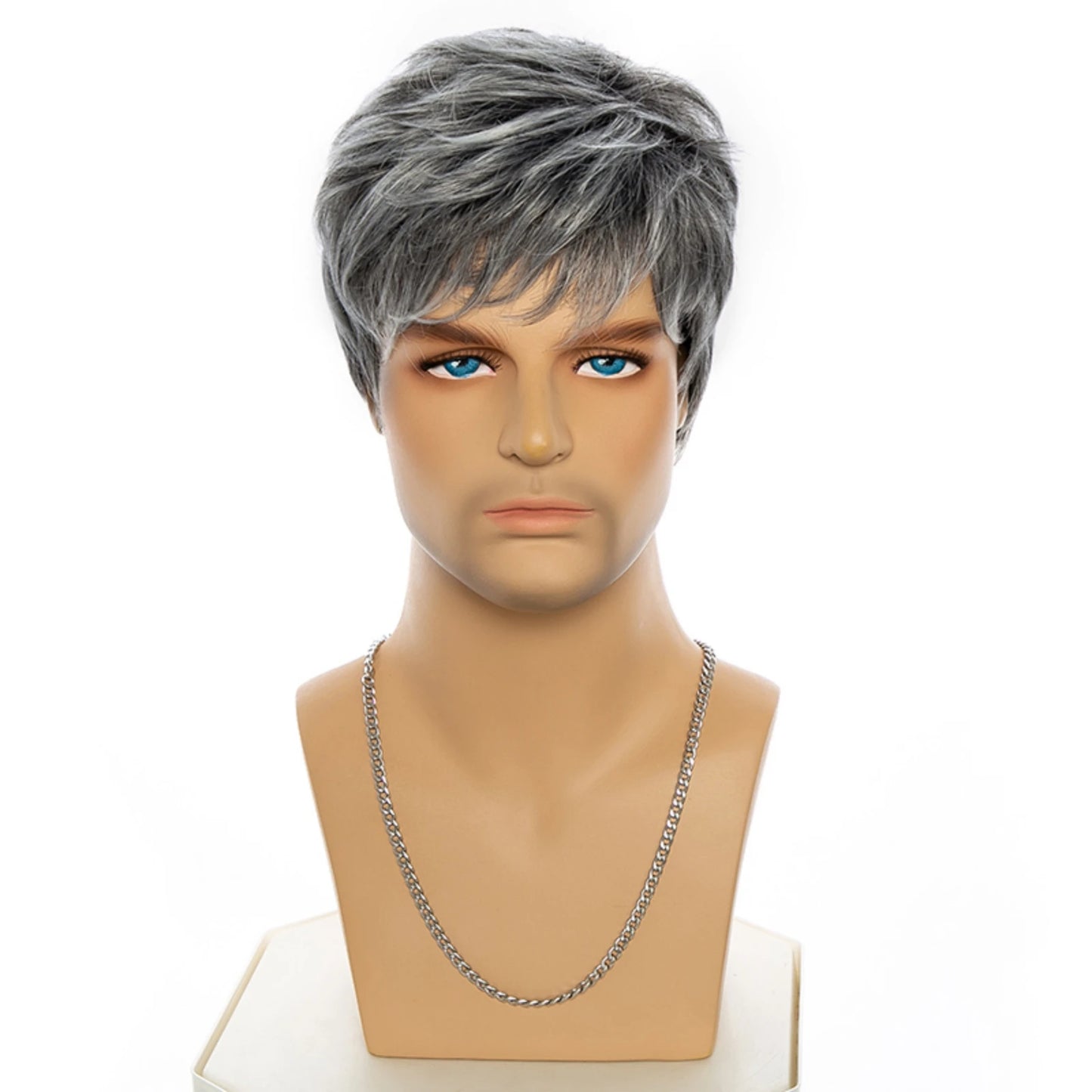 Gray and White Men's synthetic Wigs Fashion Men's Short Hair Cosplay Man Hair for daily use