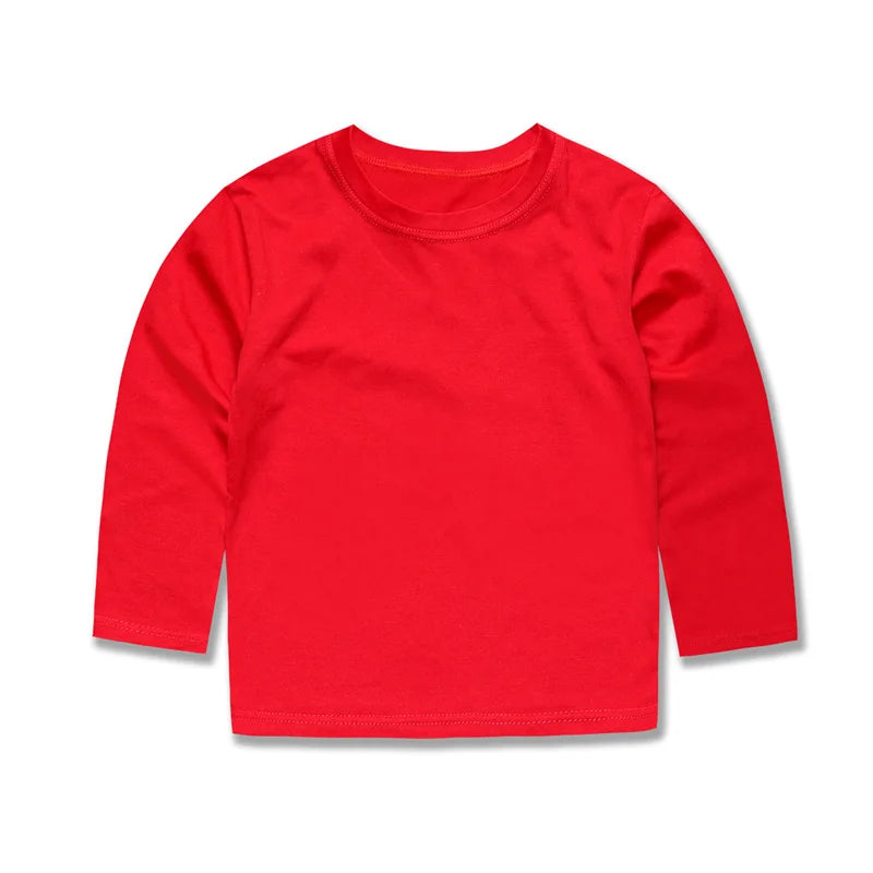 Boys T Shirts for Kids 2 to 3 4 5 6 7 8 9 10 11 12 13 14 Years 100% Cotton Spring Clothes Teenage Girls Tshirt Long Sleeve Tees