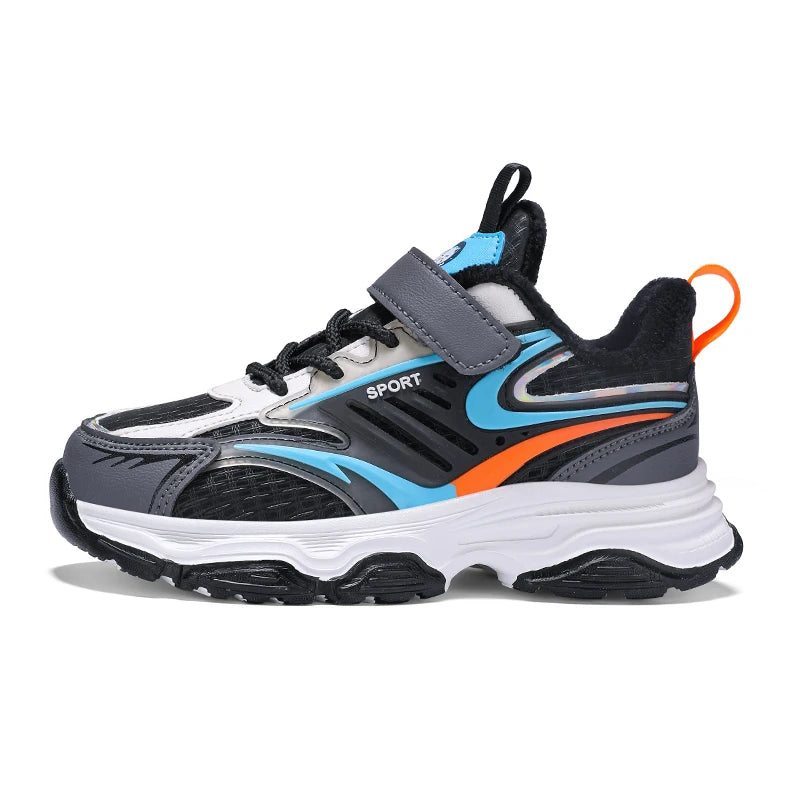 Children Winter Leather Cotton Shoes Boys Waterproof Warm Running Shoes Kids Outdoor Casual Shoes Warm Sports Shoes for Girls
