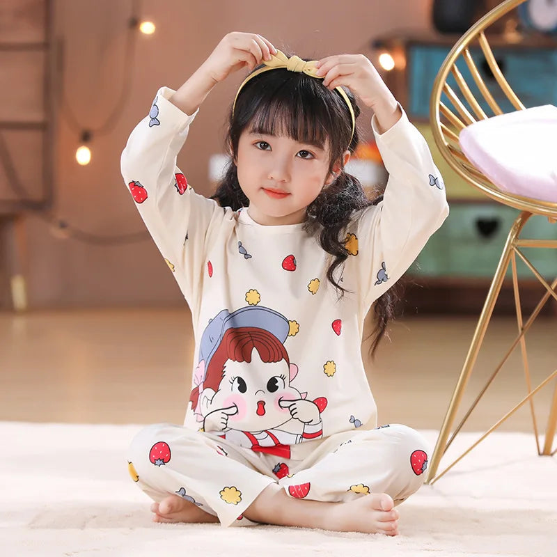 Spiderman Pyjama Marvel Children's Pajamas Set Boys Spring and Autumn Long-sleeved Cartoon Baby Pajama Girls Sleepwear