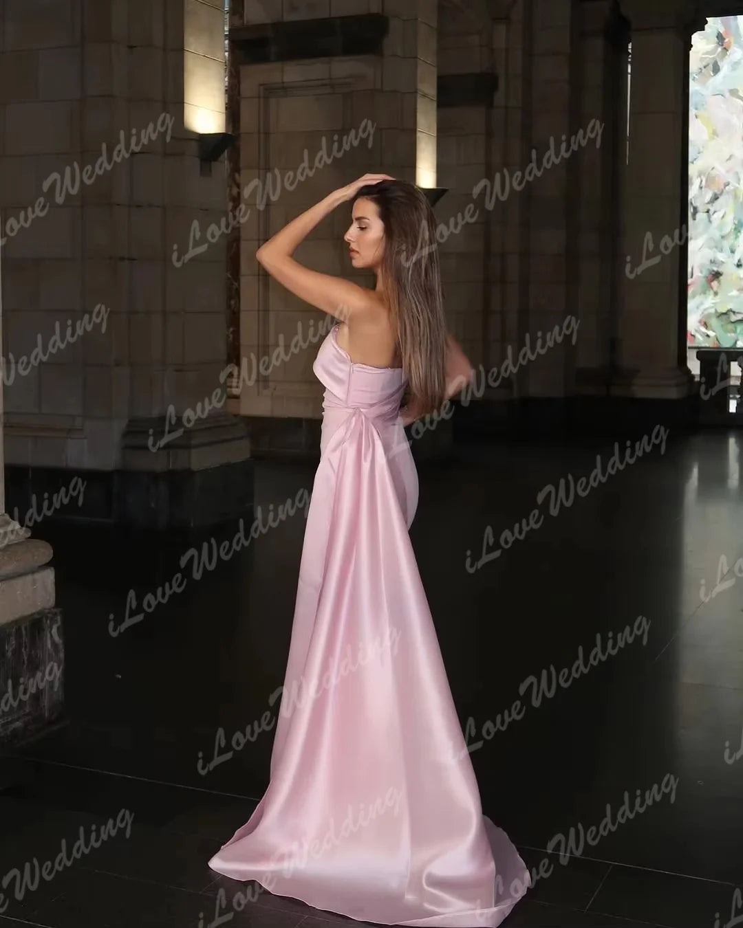 Elegant Evening Dresses for Women Pink Strapless Customized Women Wedding Party Gowns Floor-Length Sleeveless Prom Dresses 2025