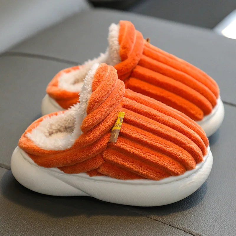 Children's Winter Plush Warm Slippers Kids Shoes Girls Boys Shoes Home Non-slip Snow Boots Student Cotton Shoes 1-10 Years