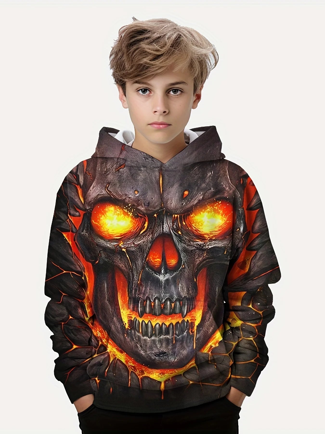 Stylish Lion 3D Printing Boys Casual Pullover Long Sleeve Hoodies Sweatshirt For Spring Fall Kids Hoodies Tops Outdoor Clothing