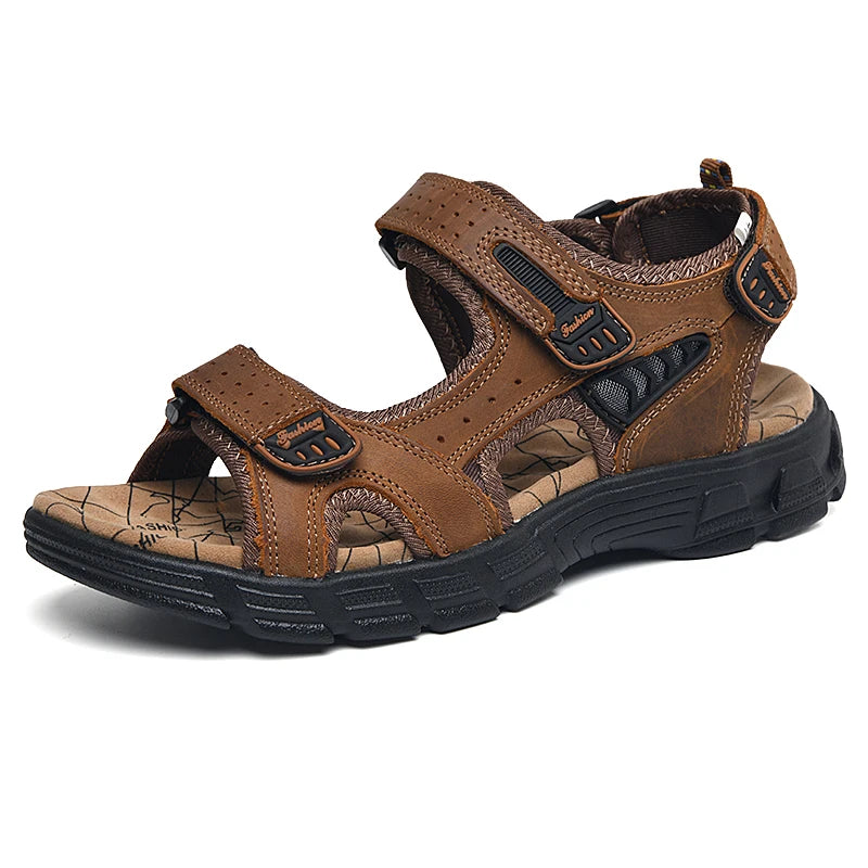Brand Classic Mens Sandals Summer Genuine Leather Sandals Men Outdoor Casual Lightweight Sandal Fashion Men Sneakers Size 38-46