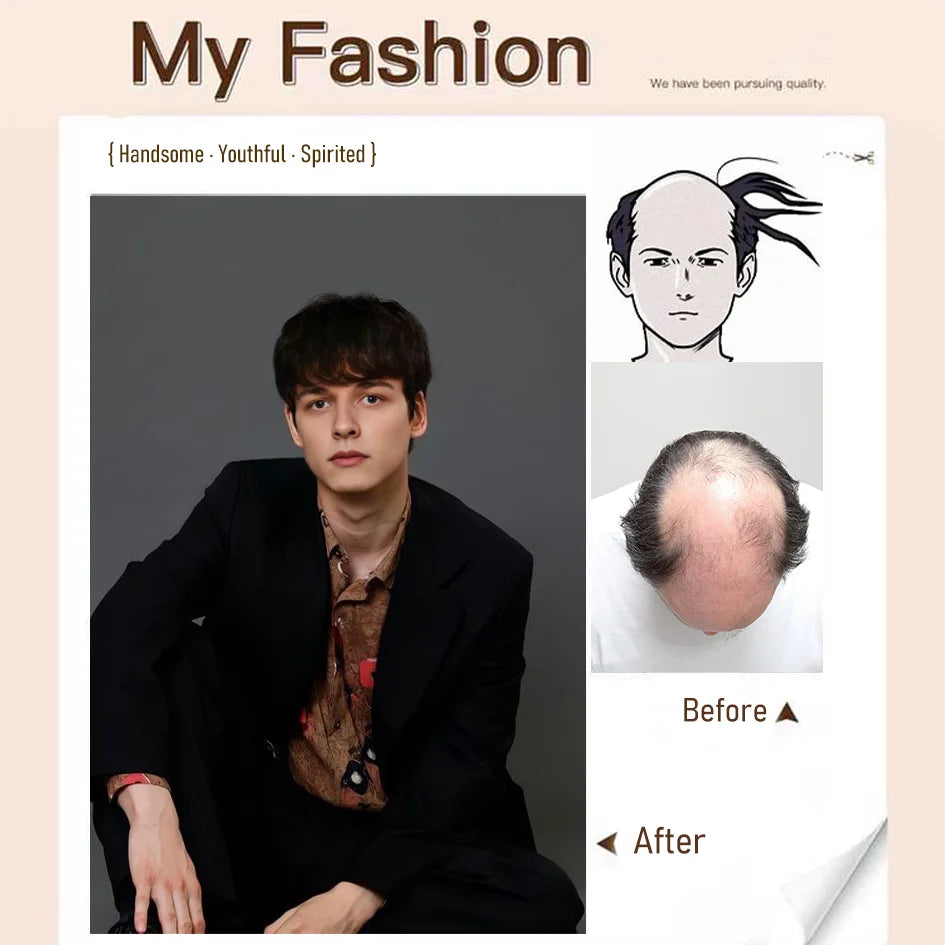 Synthetic wigs for men broken cap 10cm short straight hair slightly curly blonde color wig ponytail cosplay Christmas gifts
