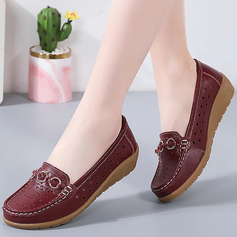 Woman Shoes Breathable Leather Shoes For Women Low Heels Casual Zapatos Mujer Elegant Heel Women's Shoes Flats Female Footwear