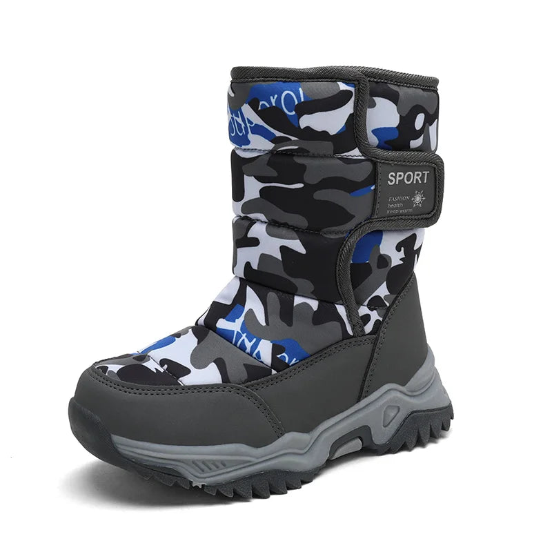 2025 Winter Children Shoes Plush Waterproof Fabric Non-Slip Girl Shoes Rubber Sole Snow Boots Fashion Warm Outdoor Boots