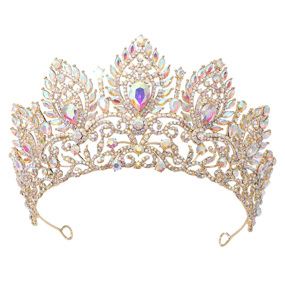 KMVEXO Baroque Queen Large Crystal Rhinestone AB Tiaras Crown Bridal Women Girl Wedding Diadem Princess Party Hair Dress Jewelry