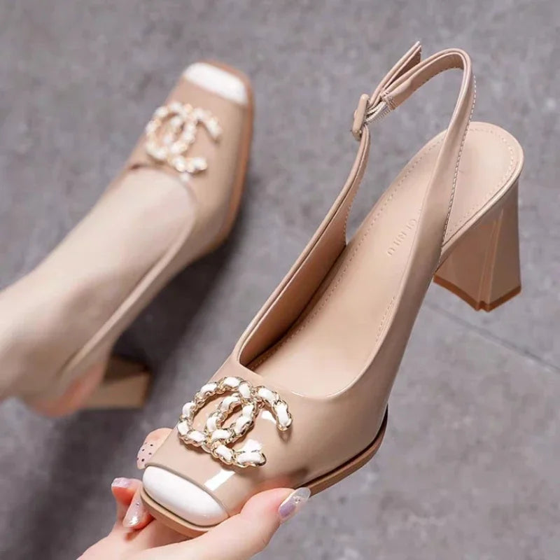 Women's Sandals 2025 New Simple Buckle Designer Casual Comfortable High Heels Outdoor Daily Versatile Ladies Shoes