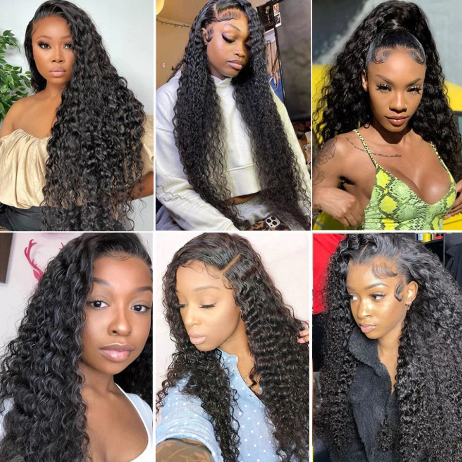 Glueless Water Wet and Wavy 13x4 Lace Closure Wigs Human Hair Lace Front Wig Human Hair Deep Wave Frontal Wigs For Black Women