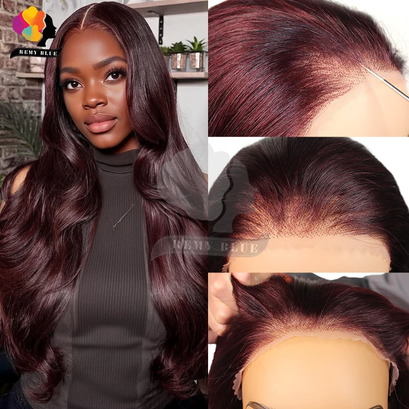 9x6 Wear and Go Wigs Human Hair Pre Plucked Pre Cut Burgundy/Ginger Blonde Wigs Body Wave Human Hair Wigs