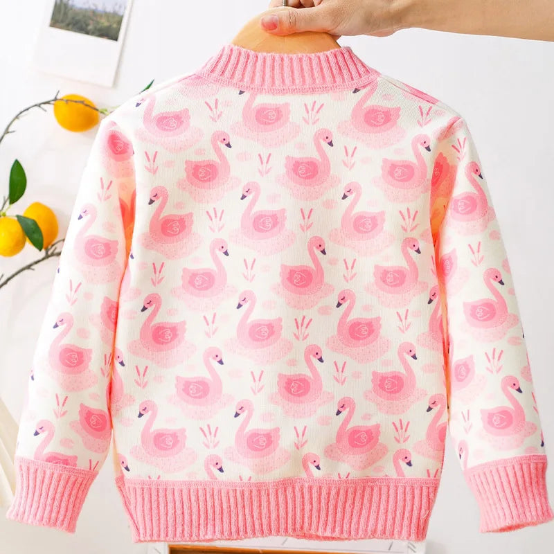 Girls' sweater jacket, autumn and winter new style, thickened and fashionable, girls' knitted sweater, children's top