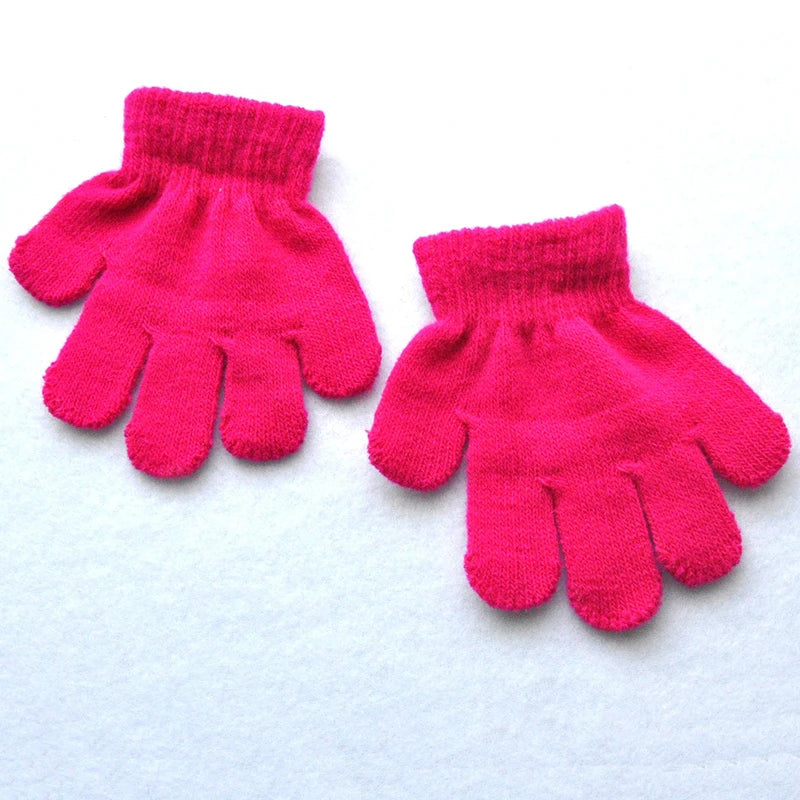 Children 1-3Y Winter Knitted Warm Gloves For Boys Girls Student New Solid Color Knitting Mittens Outdoor Cycling Skiing Gloves