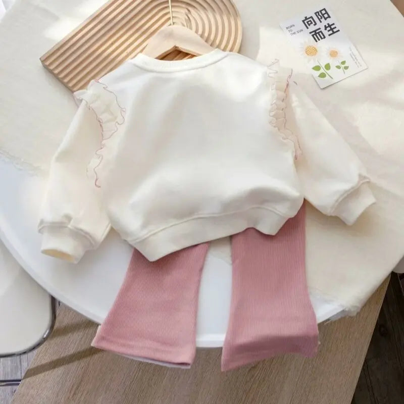 Girls Clothes Sets Spring Autumn Blouses Tops + Pants Outfits For Children Clothes Set Sweet Kids Clothing 4 6 9 T2Pcs