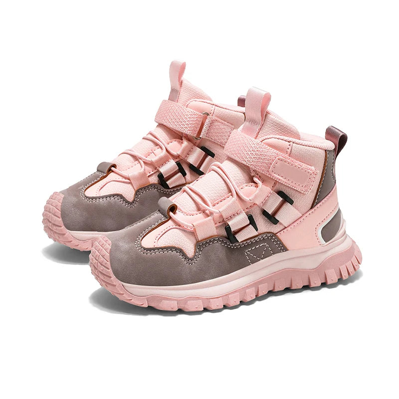 Winter Children Shoes Black Boy Boots Warm Luxury Kids Outdoor Shoes Sports Sneaker PU Leather Non-slip Boys Ankle Boots