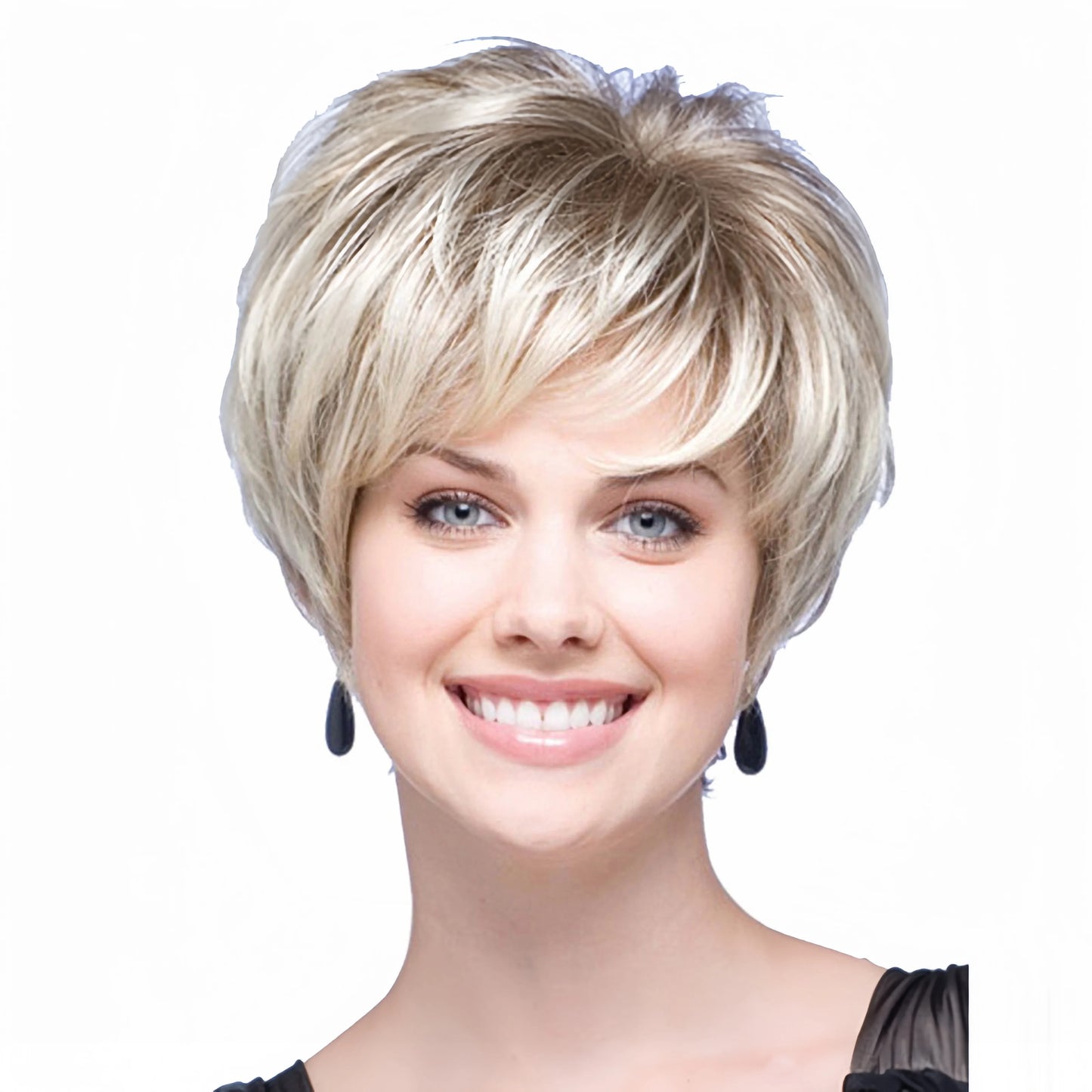 Wig women new short hair fashion light gold synthetic fiber high temperature silk wig full head cover
