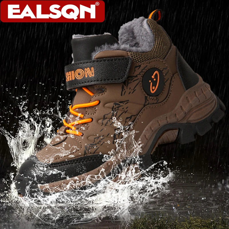 Boys' Winter Snow Boots Warm Fleece-Lined Anti-Slip Kids Boots Comfortable Warm School Children's Walking Cotton Shoes