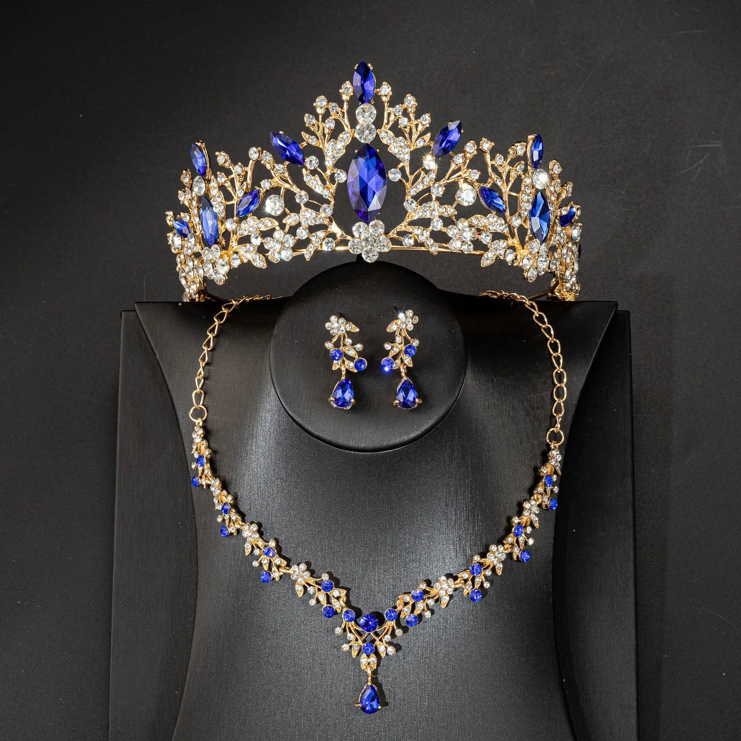 High Quality Fashion Crystal Wedding Bridal Jewelry Sets Women Bride Tiara Crowns Earring Necklace Wedding Jewelry Accessories