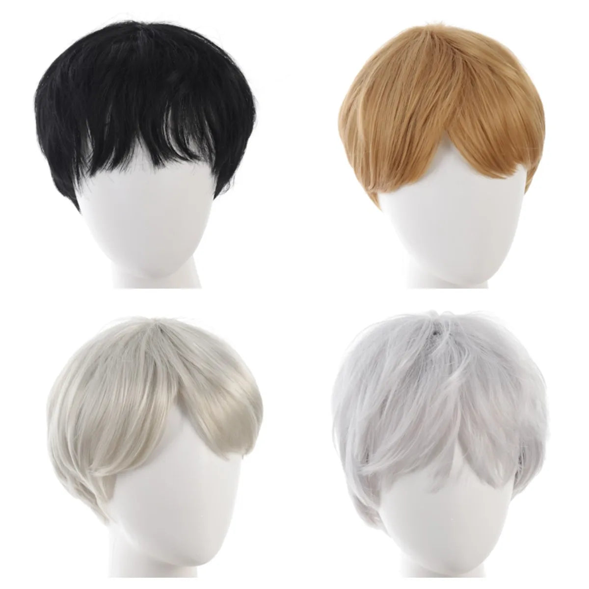 Synthetic wigs for men broken cap 10cm short straight hair slightly curly blonde color wig ponytail cosplay Christmas gifts