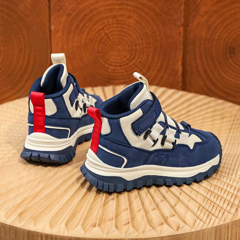 Winter Children Shoes Black Boy Boots Warm Luxury Kids Outdoor Shoes Sports Sneaker PU Leather Non-slip Boys Ankle Boots