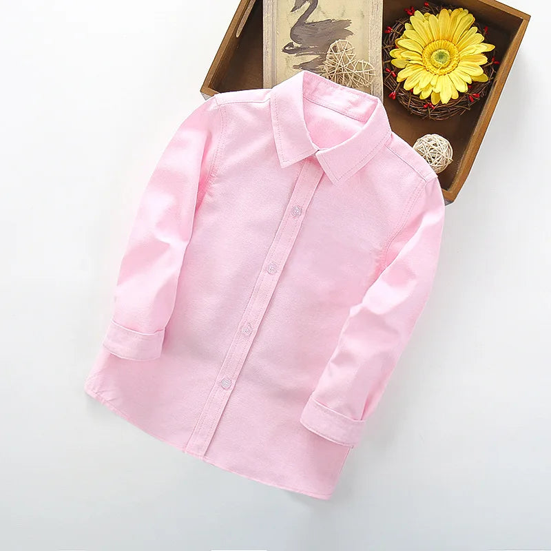 School Uniform Boys Shirts Cotton Long Sleeve Baby Toddler Teenager Party Wedding Clothes Kids Shirts For Boys Children Tops