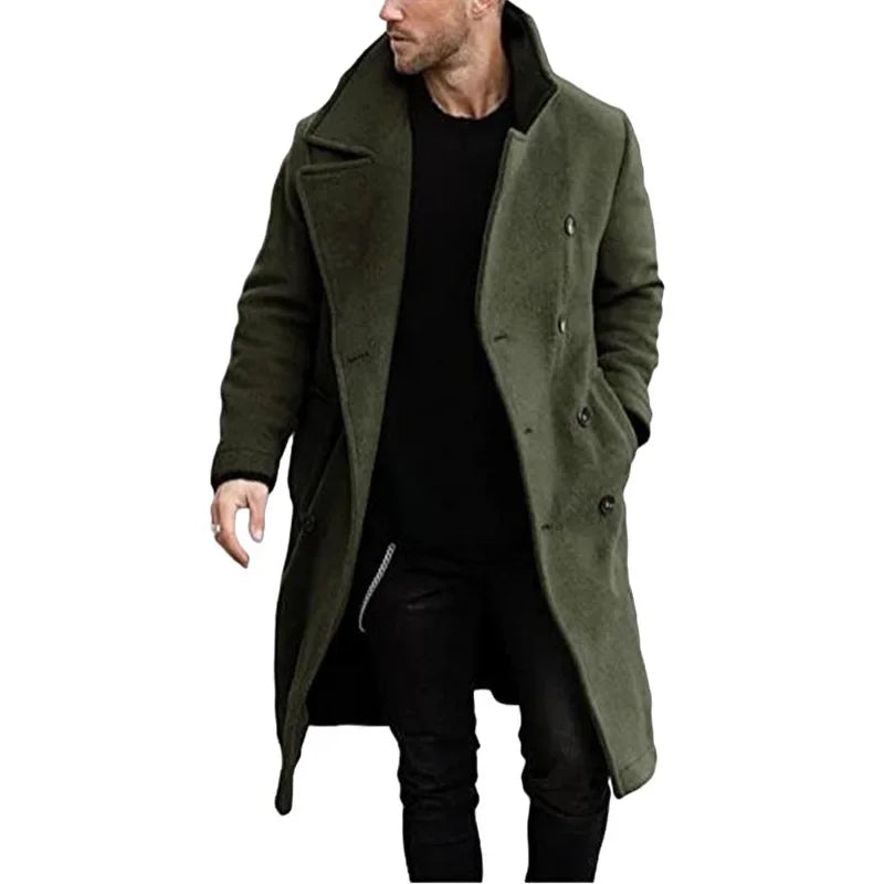 23 Autumn and Winter Woolen Men's Coat Long Multi-color Multi-code Woolen Windbreaker European Coat Double-breasted