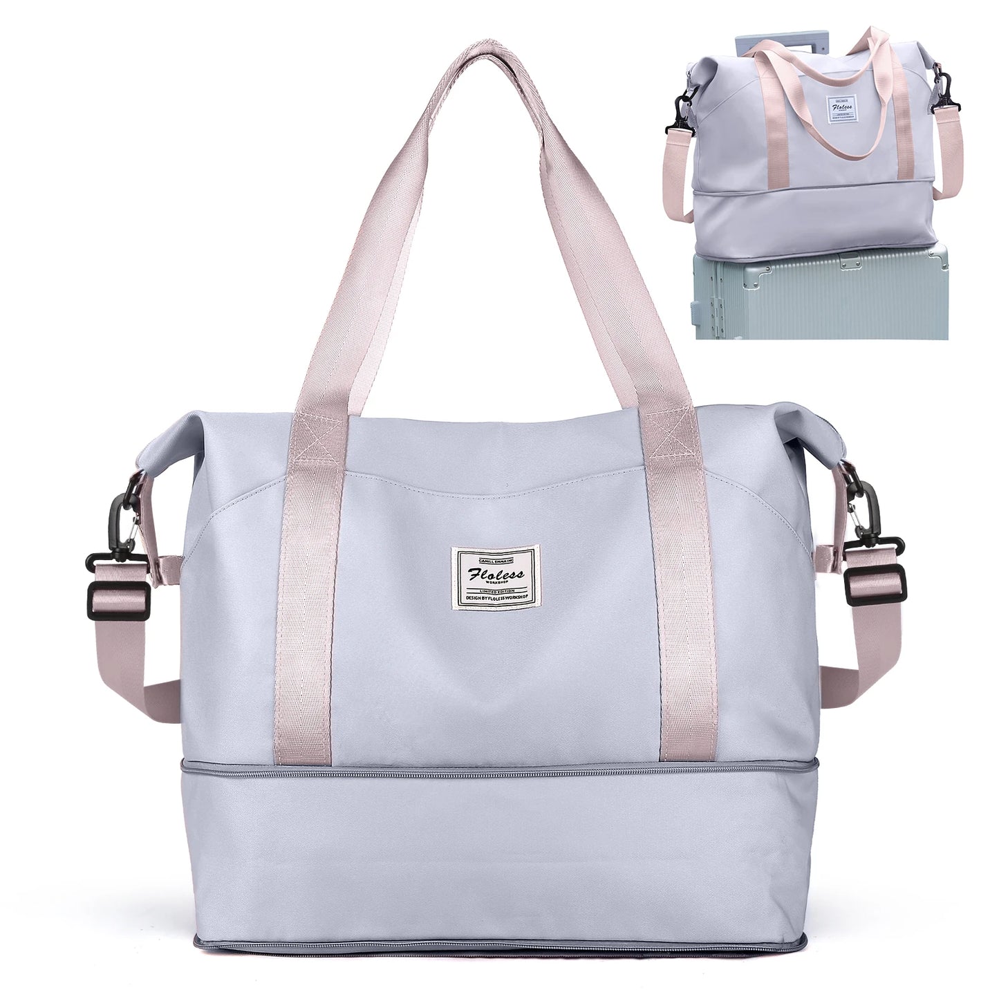Expandable Travel Duffle Bag for Women Carry On, Weekender Overnight Shoulder Bag,Gym Tote Bag Wet Pocket Delivery Hospital Bag