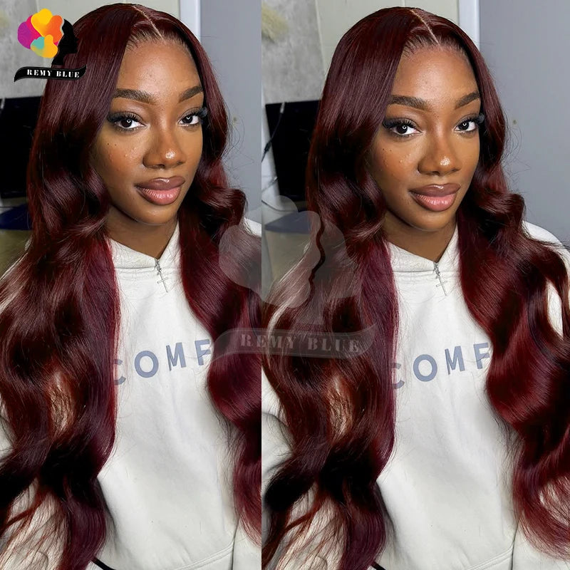 9x6 Wear and Go Wigs Human Hair Pre Plucked Pre Cut Burgundy/Ginger Blonde Wigs Body Wave Human Hair Wigs