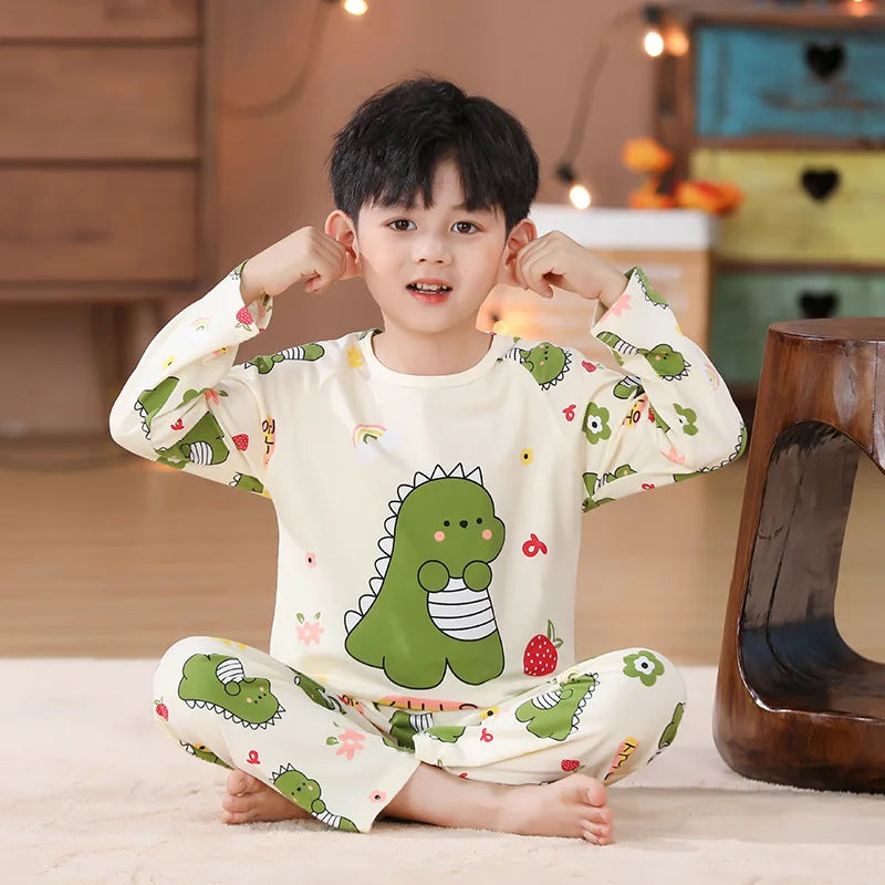Spiderman Pyjama Marvel Children's Pajamas Set Boys Spring and Autumn Long-sleeved Cartoon Baby Pajama Girls Sleepwear