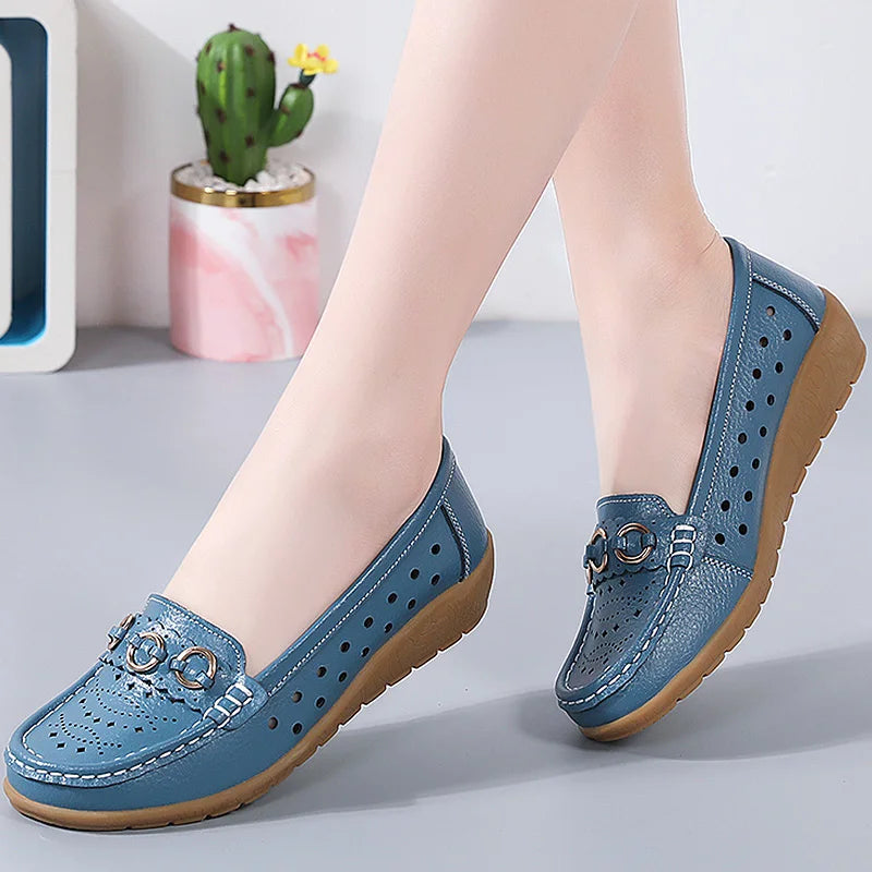 Woman Shoes Breathable Leather Shoes For Women Low Heels Casual Zapatos Mujer Elegant Heel Women's Shoes Flats Female Footwear