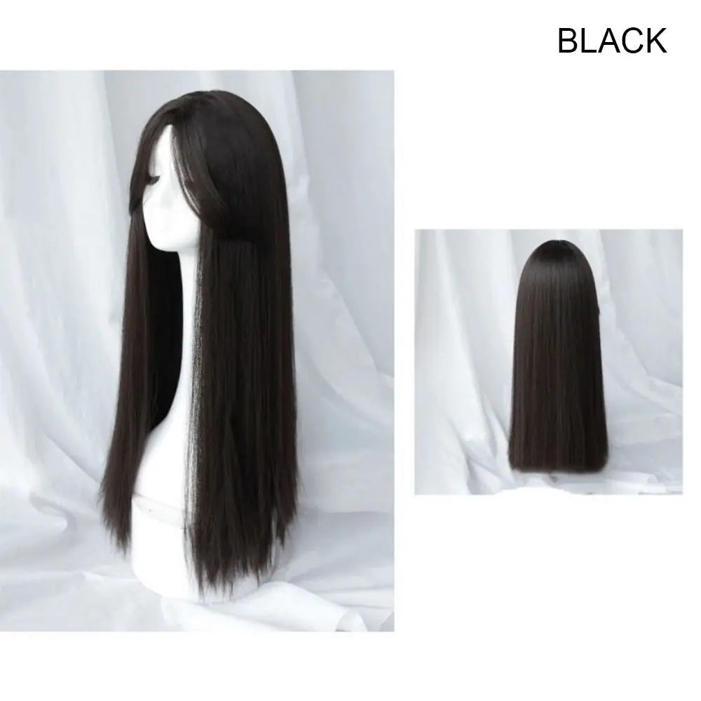 Wig Female Black Eight-letter Liu Haichang Straight Hair Wig Band With Middle Point For Daily Wear Of Full-length Wig