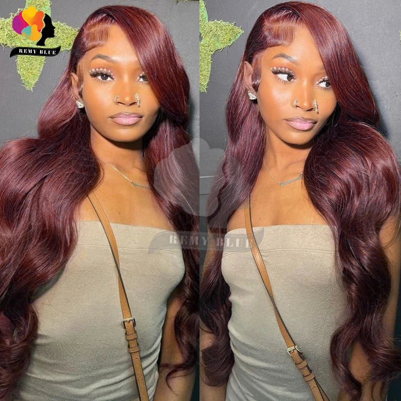 9x6 Wear and Go Wigs Human Hair Pre Plucked Pre Cut Burgundy/Ginger Blonde Wigs Body Wave Human Hair Wigs