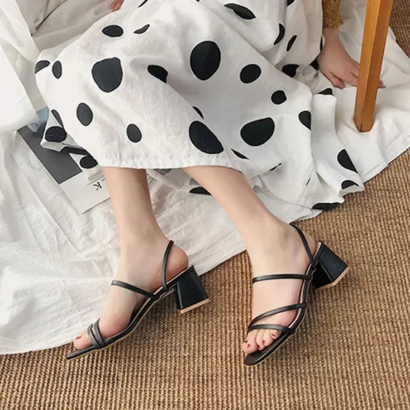 Women High Heel Sandals Summer Fashion Female Shoes Woman Square Heel Open Toe Ladies Sexy Sandalias Wedge Shoes 2025 New