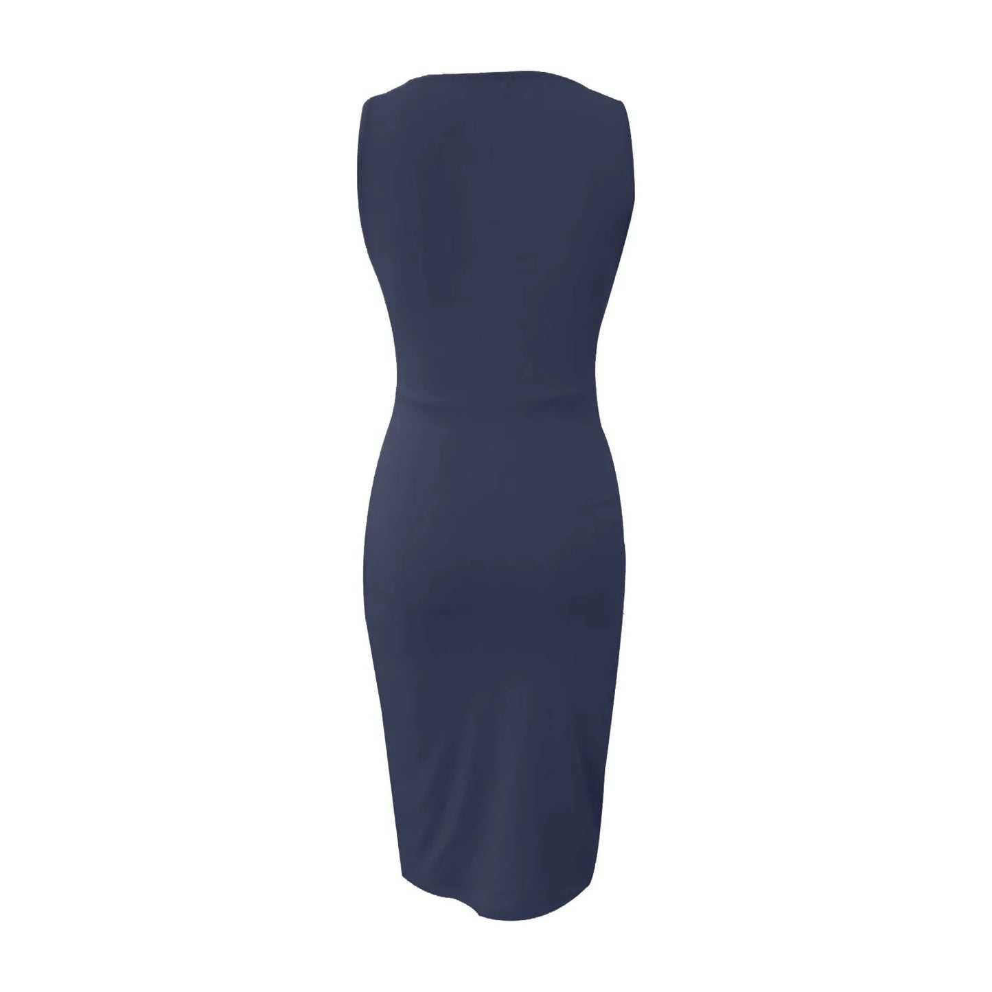 Summer Dress Ladies Long Dress Elegant Dress Pullover Solid Color Sleeveless Mini Skirt Sexy High Slit Deep V-Neck Waist Up Dres
