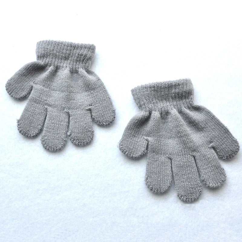 Children 1-3Y Winter Knitted Warm Gloves For Boys Girls Student New Solid Color Knitting Mittens Outdoor Cycling Skiing Gloves