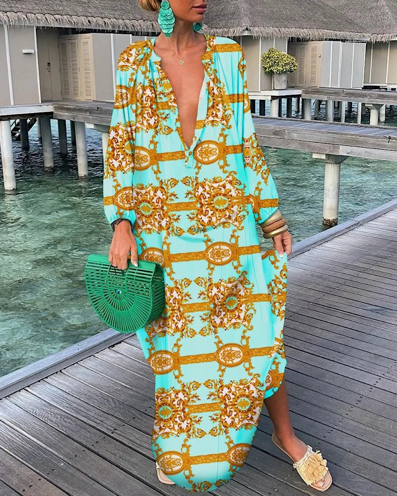 Summer Long Elegant Robe Dress 2023 Fashion Party Long Sleeve Dresses Women's Casual Sundress Vintage Dresses For Women Clothing