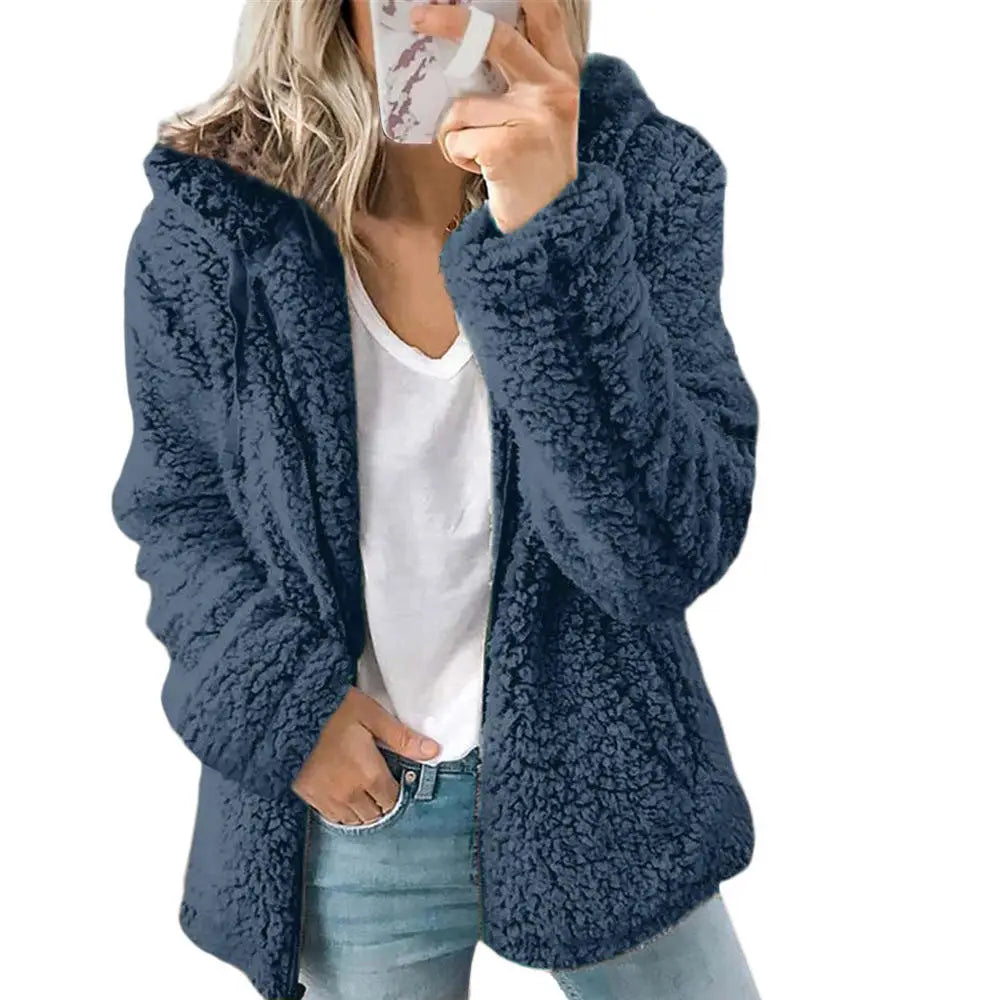 2025 Winter Clothes Women Elegant Bear Teddy Faux Fur Coat Thick Warm Soft Fleece Jacket Female Pocket Zipper Coat Veste Femme