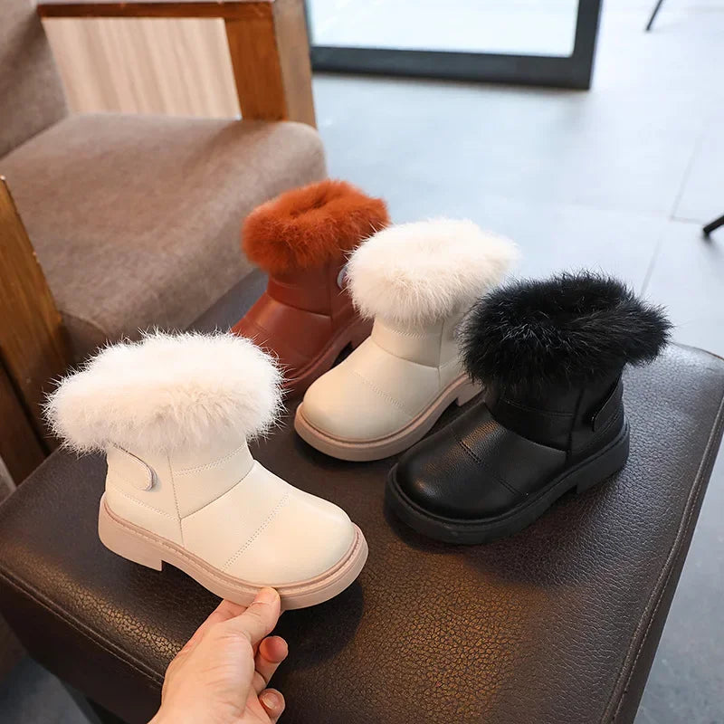 Children's Shoes 2025 Winter Girls' Warm Cotton Boots Wholesale Rabbit Fur Soft Sole Boys' Baby Thick Snow Boots