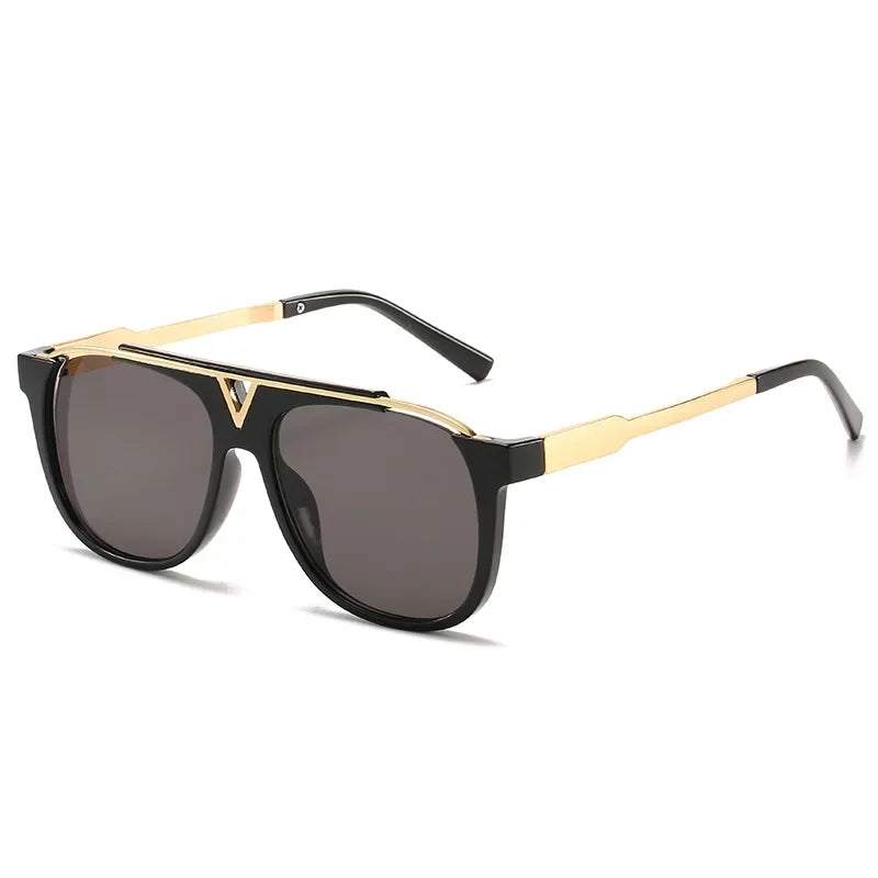 Popular Fashion Men Sunglasses Square Metal Combination Frame Anti-UV400 Lens