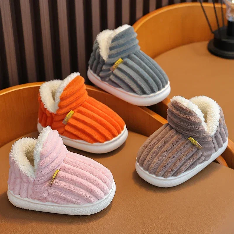 Children's Winter Plush Warm Slippers Kids Shoes Girls Boys Shoes Home Non-slip Snow Boots Student Cotton Shoes 1-10 Years