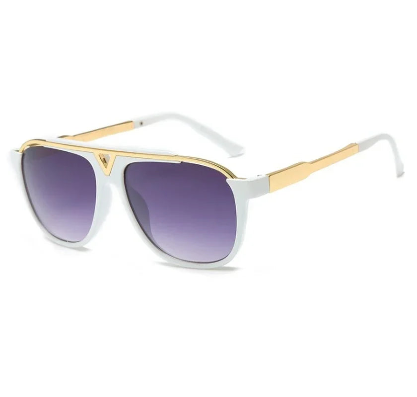Popular Fashion Men Sunglasses Square Metal Combination Frame Anti-UV400 Lens