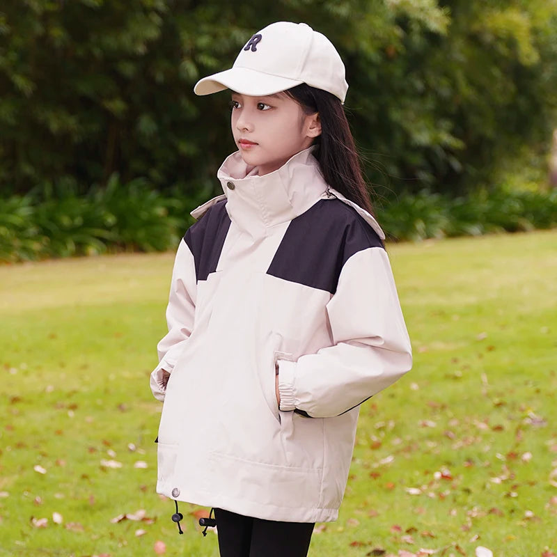 Children Thicken Detachable Liner Winter Warm Fleece Outdoor Windproof Waterproof Rain Coat Lightweight Men Women 3-in-1 Jacket