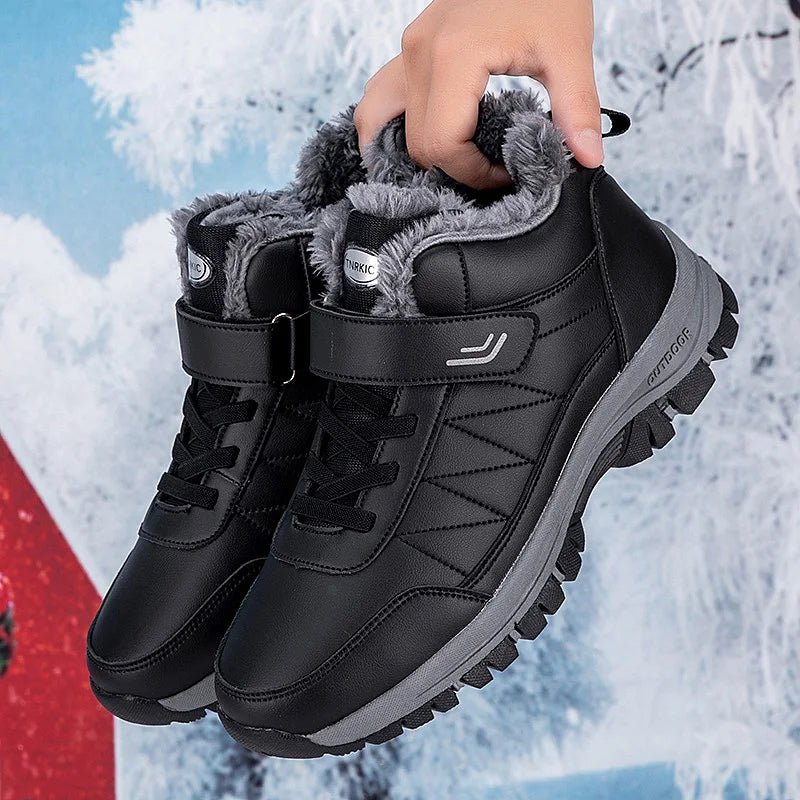 Winter Boots for Men New Waterproof PU Leather Warm Snow Ankle Boots Outdoor Warm plush Non-slip Work High-top Casual Shoes